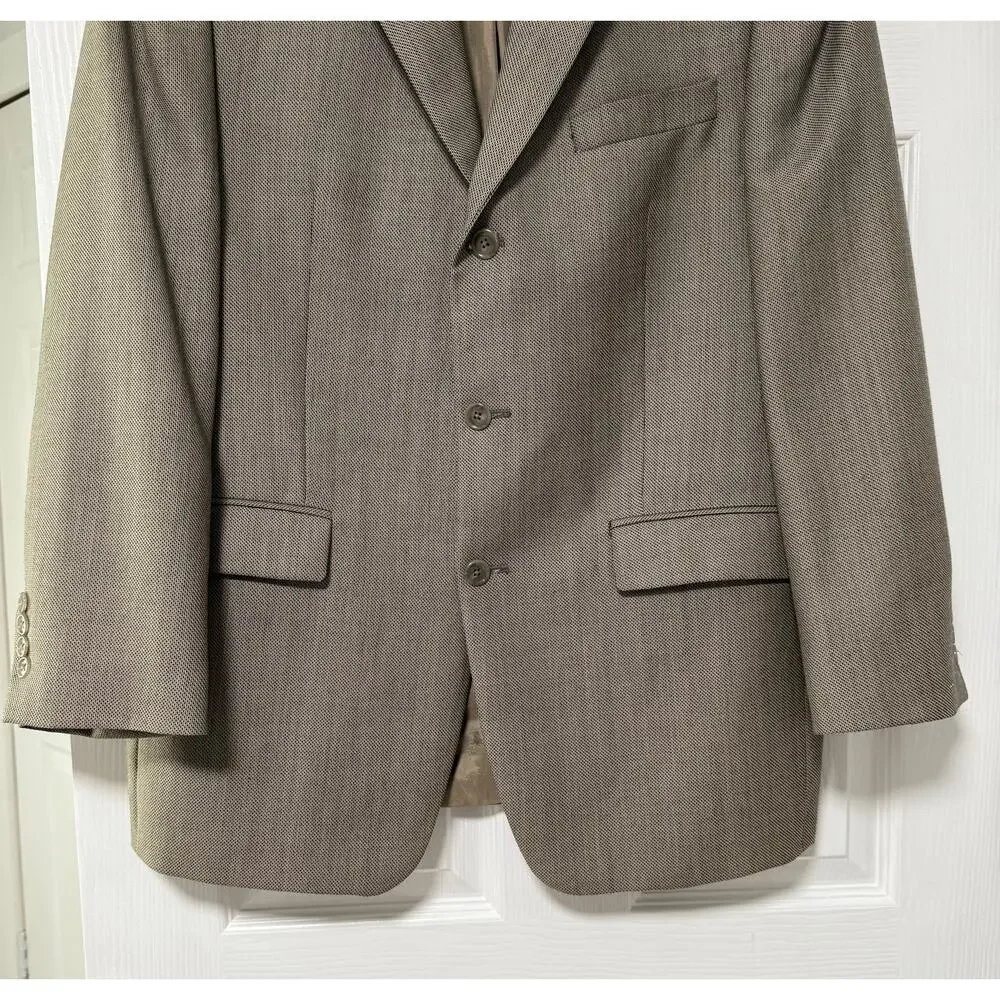 Calvin Klein Men's Tan Beige Wool 3 Buttons Sportscoat Blazer Size 41R